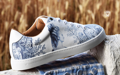 Sneaker Baron Papillon low Marie-Antoinette blue - vue latérale